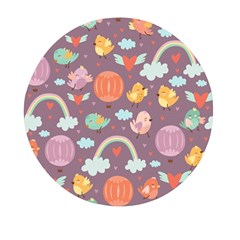 Cute-seamless-pattern-with-doodle-birds-balloons Mini Round Pill Box by Salman4z