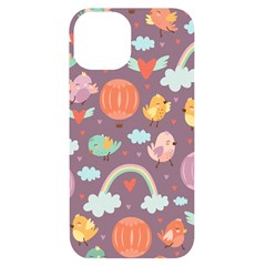 Cute-seamless-pattern-with-doodle-birds-balloons Iphone 14 Black Uv Print Case