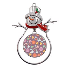 Cute-seamless-pattern-with-doodle-birds-balloons Metal Snowman Ornament by Salman4z