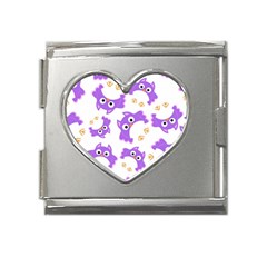 Purple-owl-pattern-background Mega Link Heart Italian Charm (18mm) by Salman4z