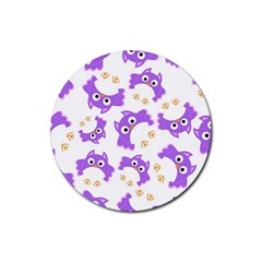 Purple-owl-pattern-background Rubber Coaster (round) by Salman4z