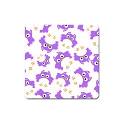 Purple-owl-pattern-background Square Magnet by Salman4z