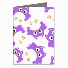 Purple-owl-pattern-background Greeting Cards (pkg Of 8) by Salman4z