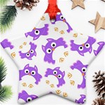 Purple-owl-pattern-background Star Ornament (Two Sides) Front