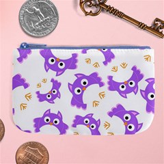 Purple-owl-pattern-background Large Coin Purse by Salman4z