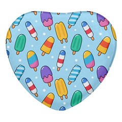 Cute-kawaii-ice-cream-seamless-pattern Heart Glass Fridge Magnet (4 Pack)