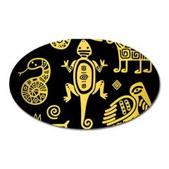 Mexican-culture-golden-tribal-icons Oval Magnet by Salman4z