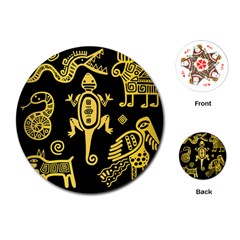 Mexican-culture-golden-tribal-icons Playing Cards Single Design (round) by Salman4z