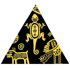 Mexican-culture-golden-tribal-icons Wooden Puzzle Triangle by Salman4z