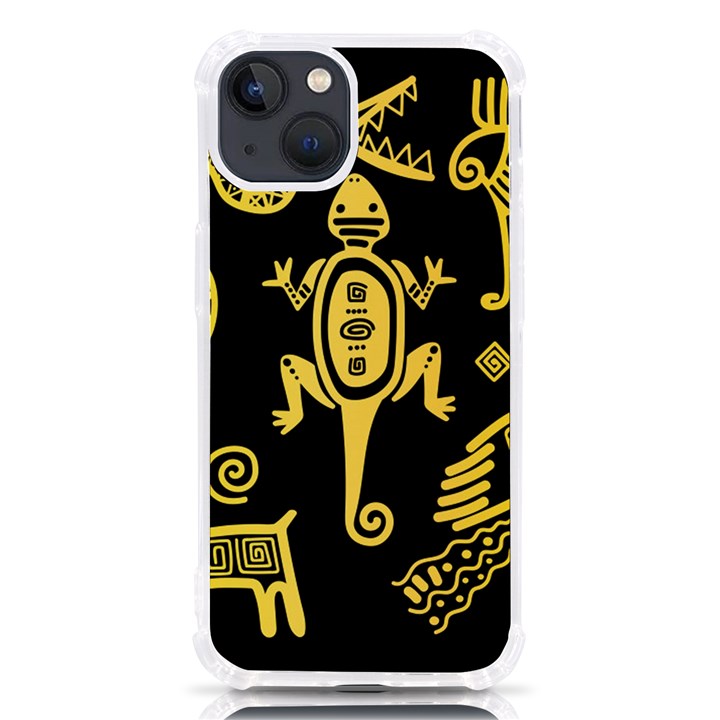 Mexican-culture-golden-tribal-icons iPhone 13 TPU UV Print Case