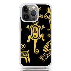 Mexican-culture-golden-tribal-icons Iphone 13 Pro Tpu Uv Print Case by Salman4z