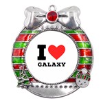 I love galaxy  Metal X Mas Ribbon With Red Crystal Round Ornament Front