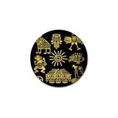 Maya-style-gold-linear-totem-icons Golf Ball Marker by Salman4z