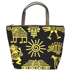 Maya-style-gold-linear-totem-icons Bucket Bag by Salman4z