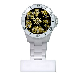 Maya-style-gold-linear-totem-icons Plastic Nurses Watch by Salman4z