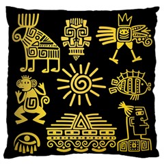 Maya-style-gold-linear-totem-icons Standard Premium Plush Fleece Cushion Case (one Side) by Salman4z