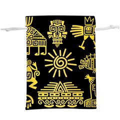 Maya-style-gold-linear-totem-icons Lightweight Drawstring Pouch (xl) by Salman4z