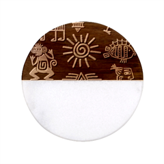 Maya-style-gold-linear-totem-icons Classic Marble Wood Coaster (round)  by Salman4z