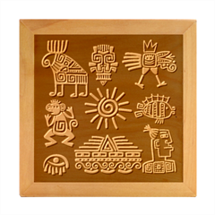 Maya-style-gold-linear-totem-icons Wood Photo Frame Cube by Salman4z