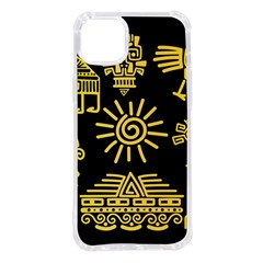 Maya-style-gold-linear-totem-icons Iphone 14 Plus Tpu Uv Print Case by Salman4z