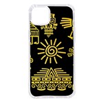 Maya-style-gold-linear-totem-icons iPhone 14 Plus TPU UV Print Case Front