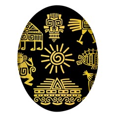 Maya-style-gold-linear-totem-icons Oval Glass Fridge Magnet (4 Pack) by Salman4z