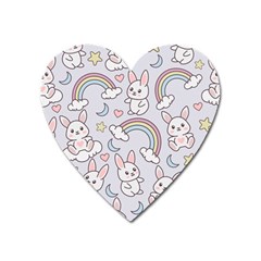 Seamless-pattern-with-cute-rabbit-character Heart Magnet by Salman4z