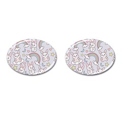 Seamless-pattern-with-cute-rabbit-character Cufflinks (oval) by Salman4z