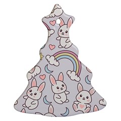 Seamless-pattern-with-cute-rabbit-character Christmas Tree Ornament (two Sides) by Salman4z