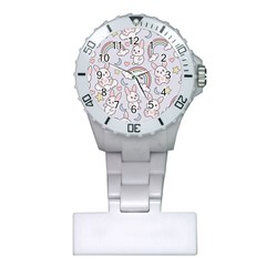 Seamless-pattern-with-cute-rabbit-character Plastic Nurses Watch by Salman4z