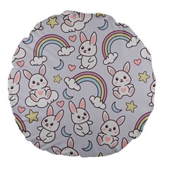 Seamless-pattern-with-cute-rabbit-character Large 18  Premium Flano Round Cushions by Salman4z