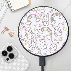 Seamless-pattern-with-cute-rabbit-character Wireless Fast Charger(black) by Salman4z