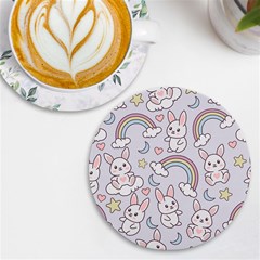 Seamless-pattern-with-cute-rabbit-character Uv Print Round Tile Coaster