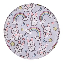 Seamless-pattern-with-cute-rabbit-character Round Glass Fridge Magnet (4 Pack) by Salman4z