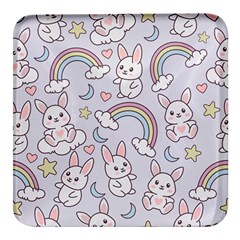 Seamless-pattern-with-cute-rabbit-character Square Glass Fridge Magnet (4 Pack) by Salman4z