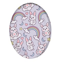 Seamless-pattern-with-cute-rabbit-character Oval Glass Fridge Magnet (4 Pack) by Salman4z