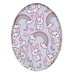 Seamless-pattern-with-cute-rabbit-character Oval Glass Fridge Magnet (4 pack) Front