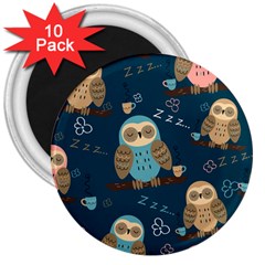 Seamless-pattern-owls-dreaming 3  Magnets (10 pack) 