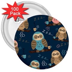 Seamless-pattern-owls-dreaming 3  Buttons (100 pack) 