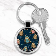 Seamless-pattern-owls-dreaming Key Chain (round) by Salman4z