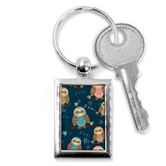 Seamless-pattern-owls-dreaming Key Chain (Rectangle)