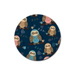 Seamless-pattern-owls-dreaming Rubber Coaster (Round) Front