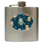 Seamless-pattern-owls-dreaming Hip Flask (6 oz) Front