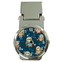 Seamless-pattern-owls-dreaming Money Clip Watches