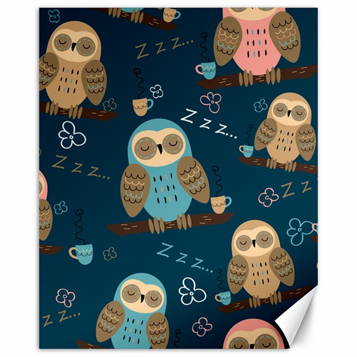 Seamless-pattern-owls-dreaming Canvas 16  x 20 