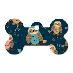 Seamless-pattern-owls-dreaming Dog Tag Bone (two Sides) by Salman4z