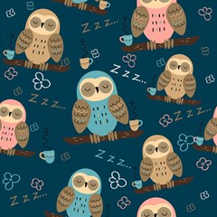 Seamless-pattern-owls-dreaming Play Mat (square) by Salman4z