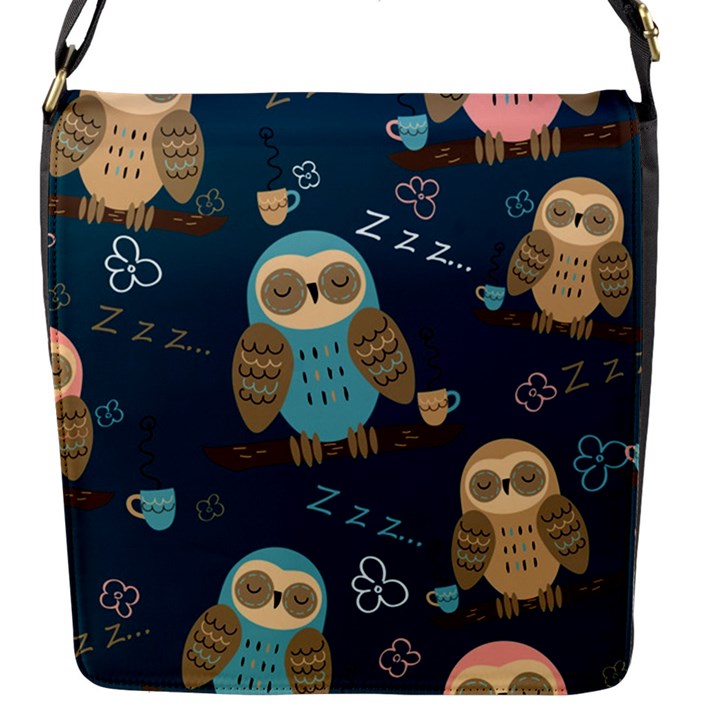 Seamless-pattern-owls-dreaming Flap Closure Messenger Bag (S)