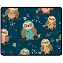 Seamless-pattern-owls-dreaming Two Sides Fleece Blanket (medium) by Salman4z