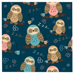 Seamless-pattern-owls-dreaming Wooden Puzzle Square by Salman4z